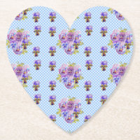 Shabby Chic Pansy Floral Blue Gingham Karos