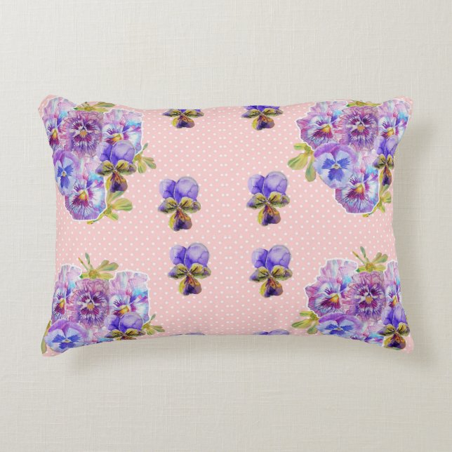 Shabby Chic Pansy Pastel Pink Art Kissen (Vorderseite)