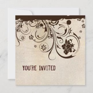 Shabby Chic Parchment und braune Spitzen Einladung