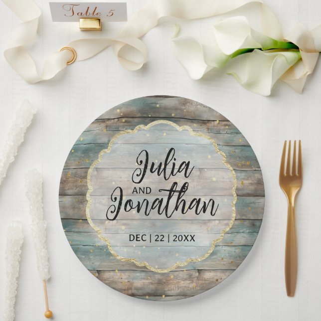 Shabby Chic Pastel Wood Pappteller (Hochzeit)