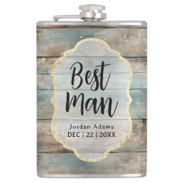 Shabby Chic Pastel Wood Wedding Trauzeuge Flachmann