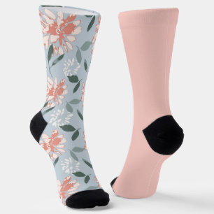 Shabby Chic Pastell Peach Floral Odd Unmatch Socken
