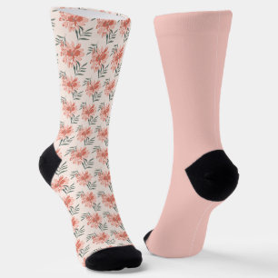 Shabby Chic Pastell Peach Floral Unmatch Socken