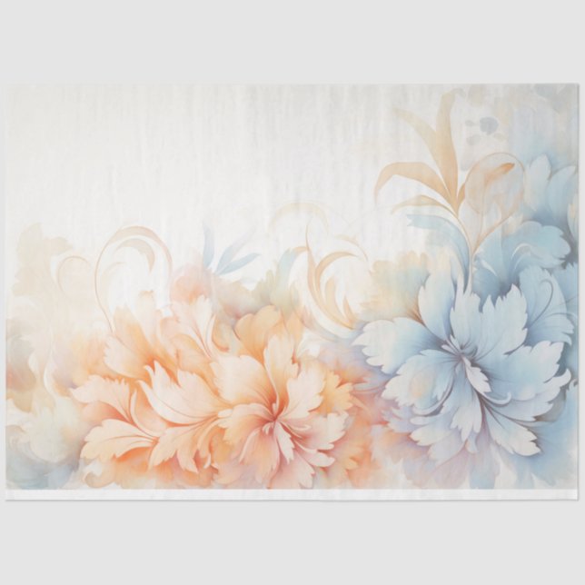 Shabby Chic pastellblau und rosa Blume Seidenpapier (Vorderseite)