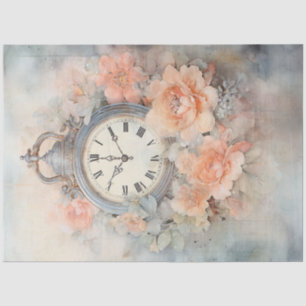 Shabby Chic Pastellgrün Pfirsichuhr Seidenpapier