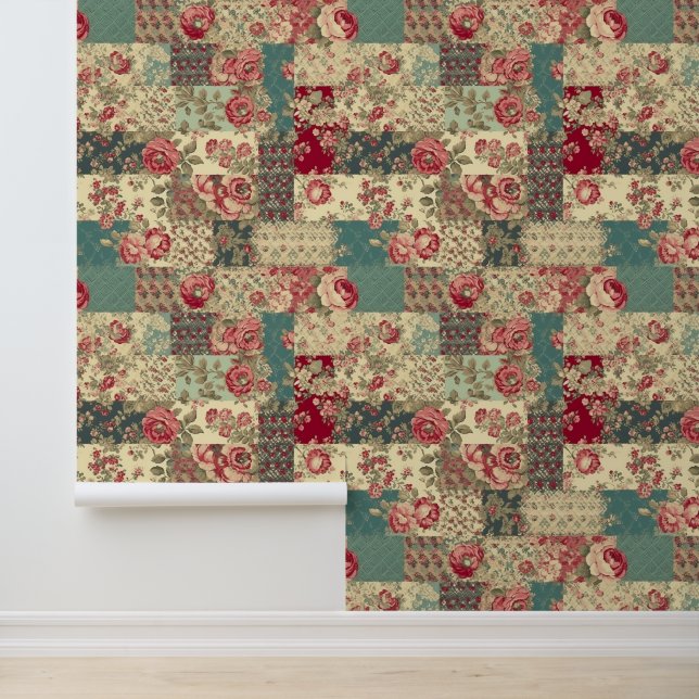 Shabby Chic Patchwork Tapete (Anwendung)