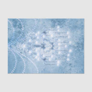 Shabby Chic Pearl Blue White Chandeliers Decoupage Seidenpapier