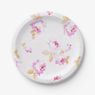Shabby Chic Pellrosa Rosa Papierplatte Pappteller