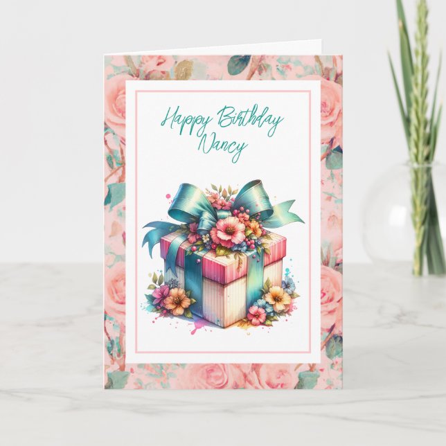 Shabby Chic Personalisiert Geburtstag Geschenk Was Karte (Vorderseite)