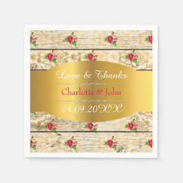 Shabby Chic Personalisiert Golden Rustic Wedding Serviette