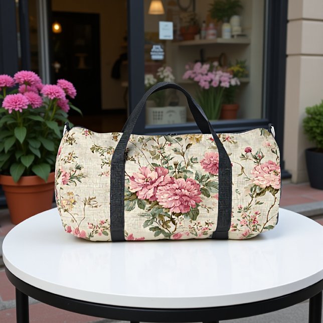 Shabby Chic Pfingstrosen-Druck  Duffle Bag (Von Creator hochgeladen)