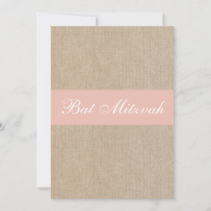 Shabby Chic Pfirsich Jute Bat Mitzvah Einladung