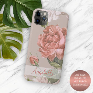 Shabby Chic Pfirsich-Rosa Rosen Blumenmuster Case-Mate iPhone Hülle