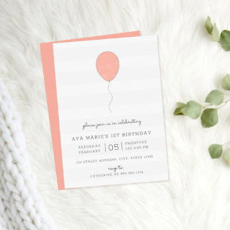 Shabby Chic Pink and Gray Balloon Birthday Einladung