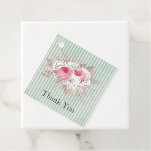 Shabby Chic Pink Bouquet Streifen Geschenkanhänger