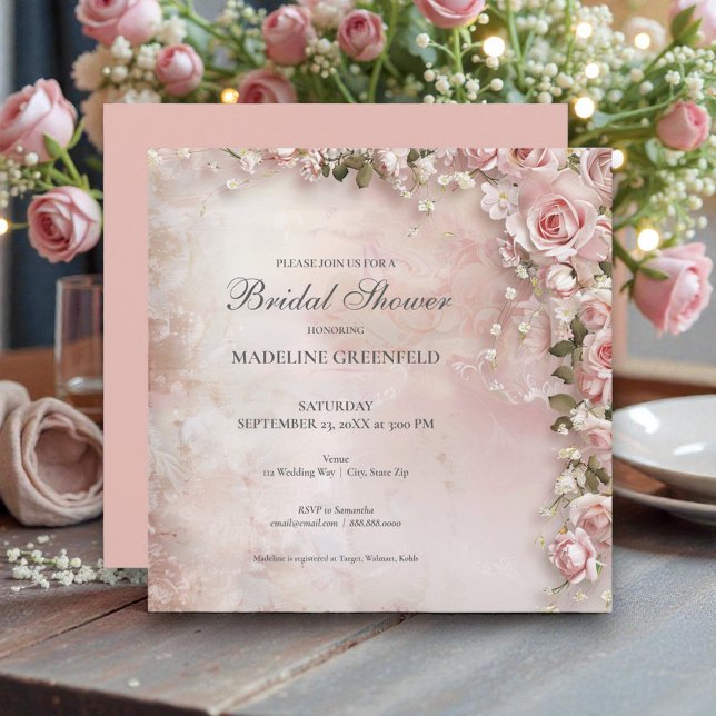 Shabby Chic Pink Floral Bridal Shower Einladung (Von Creator hochgeladen)