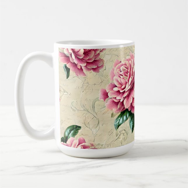 Shabby Chic Pink Gardenias Kaffeetasse (Links)