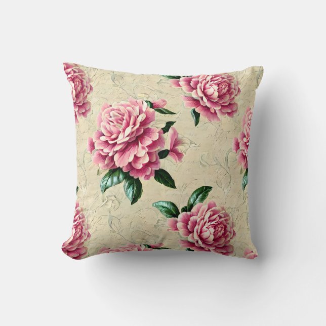Shabby Chic Pink Gardenias Kissen (Vorderseite)