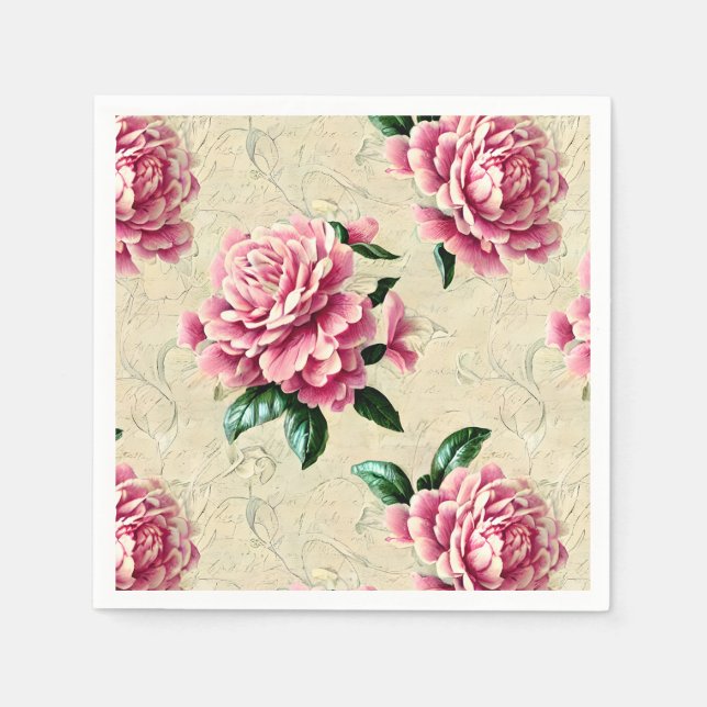Shabby Chic Pink Gardenias Serviette (Vorderseite)