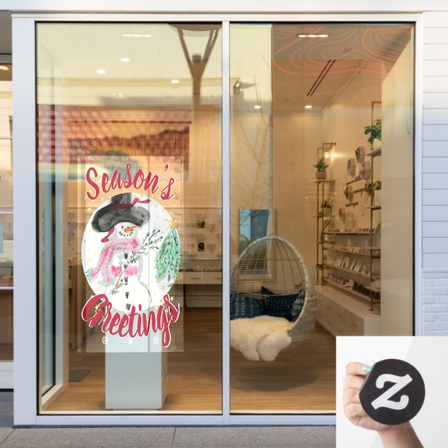 Shabby Chic Pink Künstlerisch Snowman Fensterheber Fensteraufkleber (Schaufenster)