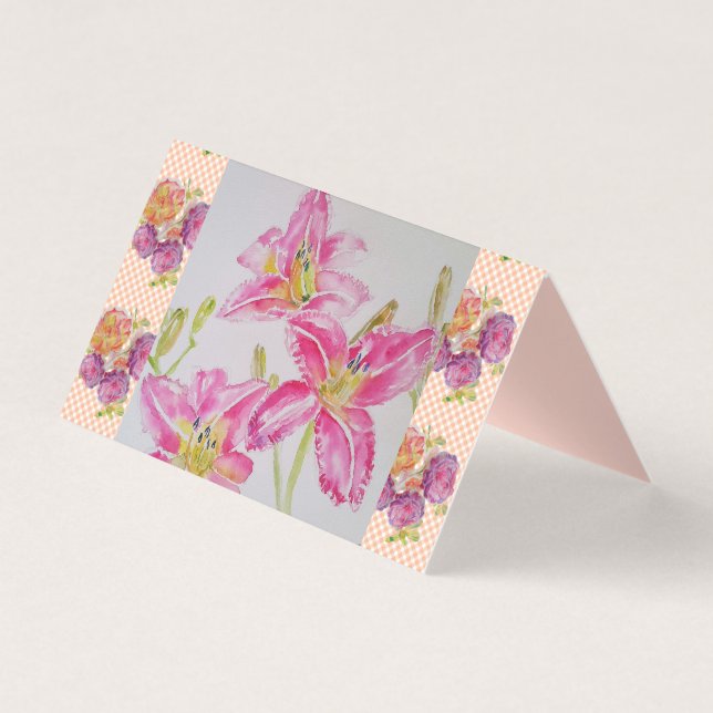 Shabby Chic pink Lily Floral Blume Gingham Rose (Vorderseite)