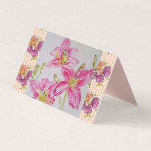 Shabby Chic pink Lily Floral Blume Gingham Rose