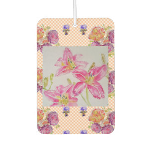 Shabby Chic pink Lily Floral Blume Gingham Rose Autolufterfrischer