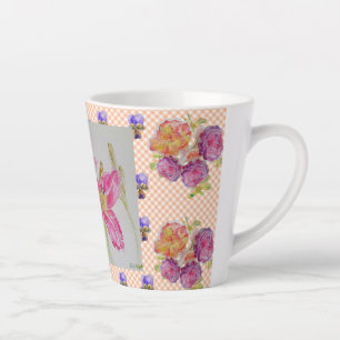 Shabby Chic pink Lily Floral Blume Gingham Rose Milchtasse