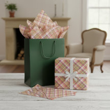 Shabby Chic Pink Orange Aquamarin Green Gingham