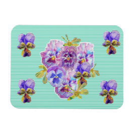 Shabby Chic Pink Pansy Floral Aqua Strip Magnet