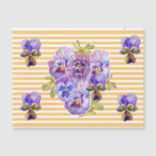 Shabby Chic Pink Pansy Floral Gelb Streifen Magnet