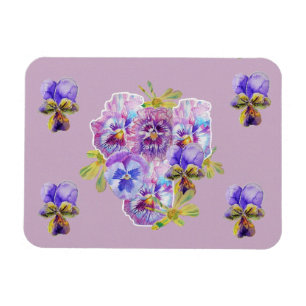 Shabby Chic Pink Pansy Floral Lilac Art Magnet