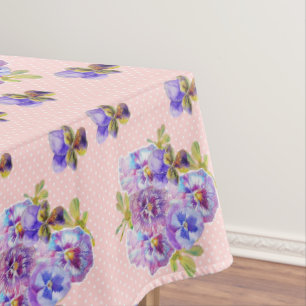 Shabby Chic Pink Pansy Floral Tablette Tischdecke
