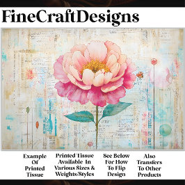 Shabby Chic Pink Peony Watercolor S9 Decoupage Seidenpapier