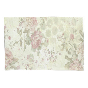 Shabby Chic Pink Rose Grüne Blumenbeete Hütte Core Kissenbezug