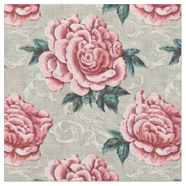 Shabby Chic Pink Roses auf neutralem Hintergrund Stoff