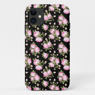 Shabby Chic Pink Roses auf schwarz Case-Mate iPhone Hülle