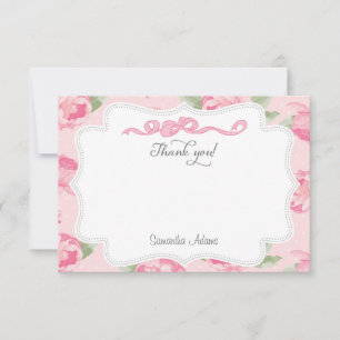Shabby Chic Pink Roses Danke Karte