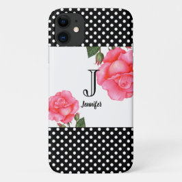 Shabby Chic Pink Roses Polka Dosen iPhone 11 Hülle