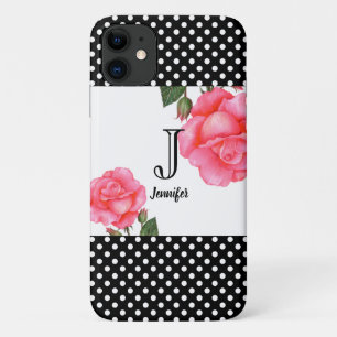 Shabby Chic Pink Roses Polka Dosen iPhone 11 Hülle