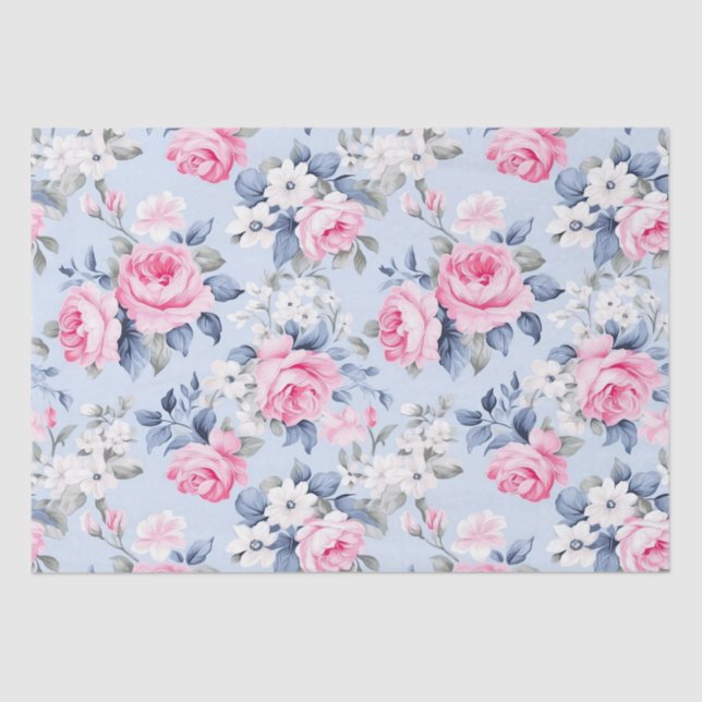 Shabby Chic Pink Roses Seamless Pattern Seidenpapier (Vorderseite)