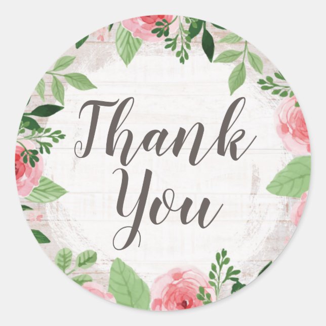 Shabby Chic Pink Roses über Rustikal Land Vielen D Runder Aufkleber (Vorderseite)