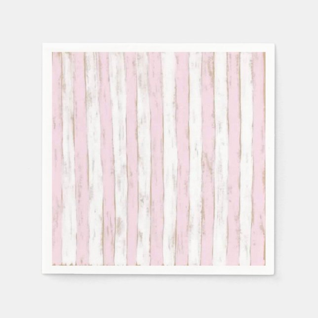 Shabby Chic Pink Stripe Napkins Serviette (Vorderseite)