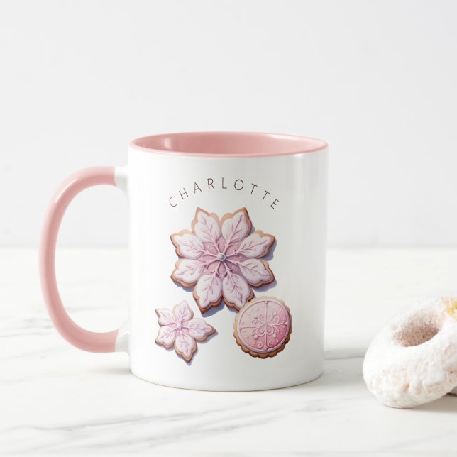 Shabby Chic Pink Weihnachten Heiße Schokolade Tass Tasse (Mit Donut)
