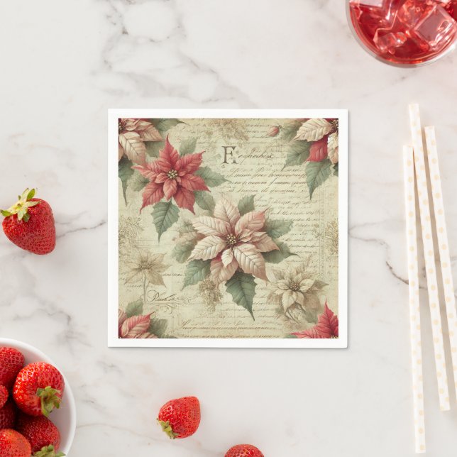 Shabby Chic Poinsettia für Skripte Decoupage Napki Serviette (Beispiel)