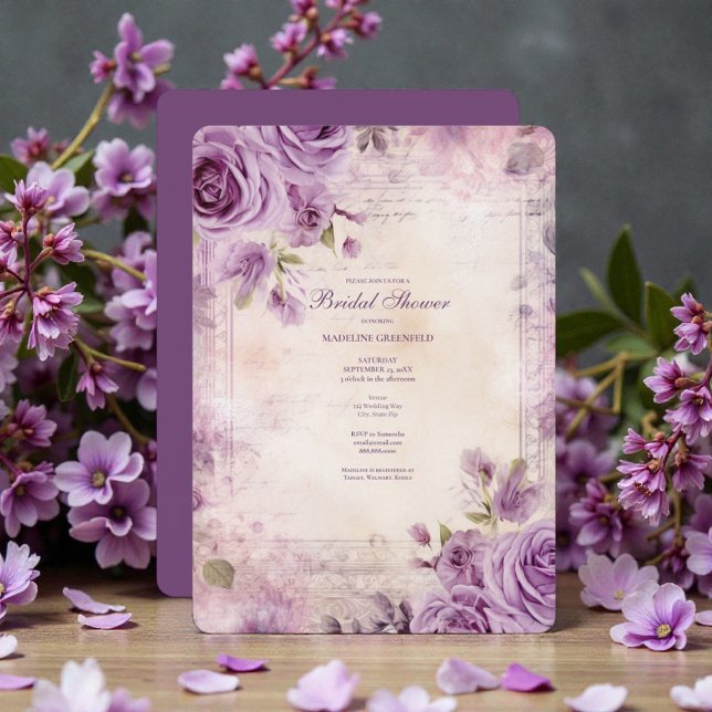 Shabby Chic Purple Lavender Floral Bridal Shower Einladung (Von Creator hochgeladen)