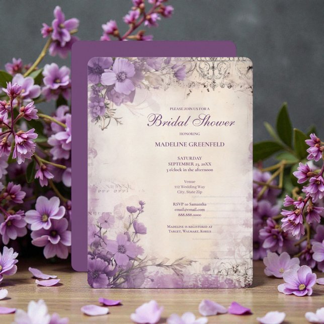 Shabby Chic Purple Lavender Floral Bridal Shower Einladung (Von Creator hochgeladen)