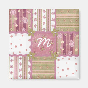 Shabby Chic Quilt Patch Monogramm Magnet