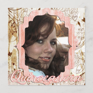 Shabby Chic Quinceanera Vintage Foto-Karte Announc Einladung