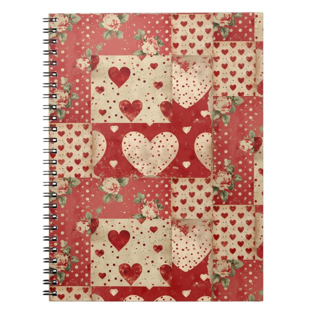 Shabby Chic Red Patchwork Pattern Notizblock (Vorderseite)